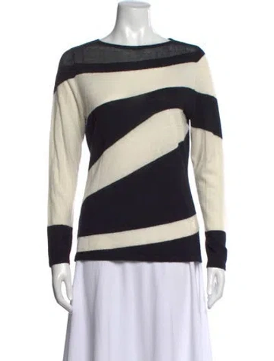 Pre-owned Neiman Marcus Cashmere Striped Top In Black/neutrals