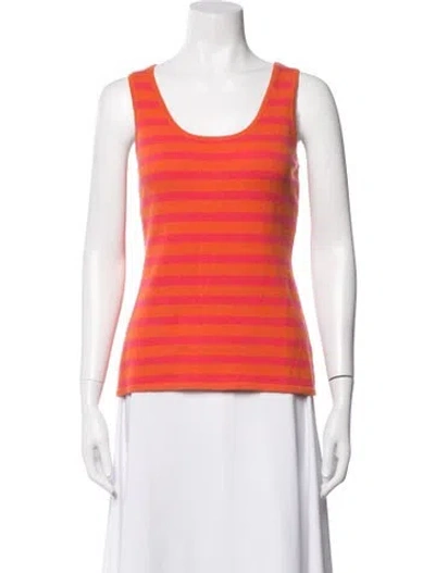 Pre-owned Neiman Marcus Cashmere Striped Top In Orange