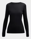Neiman Marcus Cashmere Superfine Crewneck Top In Multi