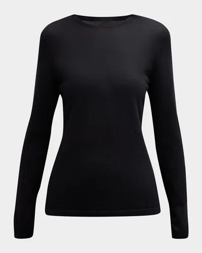 Neiman Marcus Cashmere Superfine Crewneck Top In Multi
