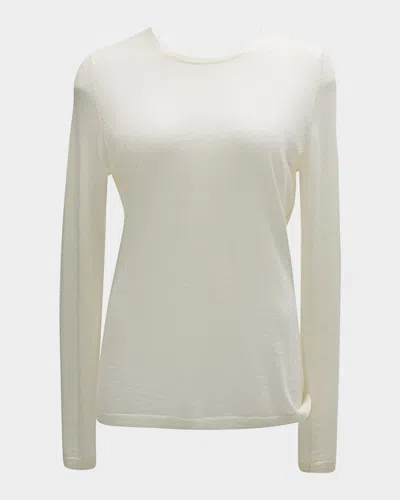 Neiman Marcus Cashmere Superfine Crewneck Top In Multi