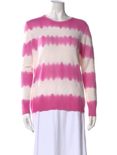 Pre-owned Neiman Marcus Cashmere Tie-dye Print Sweater In Pink