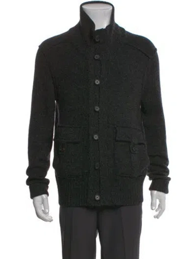 Pre-owned Neiman Marcus Cashmere Turtleneck Cardigan In Gray