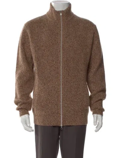 Pre-owned Neiman Marcus Cashmere Turtleneck Cardigan In Gray