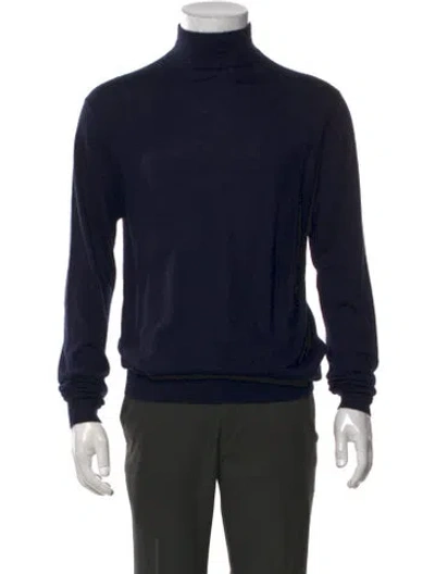 Pre-owned Neiman Marcus Cashmere Turtleneck Pullover In Blue