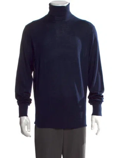 Pre-owned Neiman Marcus Cashmere Turtleneck Pullover In Blue