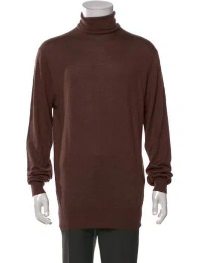 Pre-owned Neiman Marcus Cashmere Turtleneck Pullover In Brown