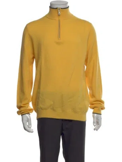 Pre-owned Neiman Marcus Cashmere Turtleneck Pullover In Yellow