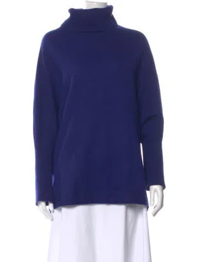 Pre-owned Neiman Marcus Cashmere Turtleneck Sweater In Blue