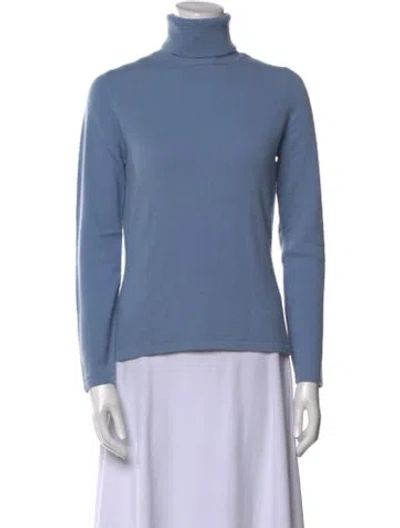 Pre-owned Neiman Marcus Cashmere Turtleneck Sweater In Blue