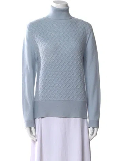 Pre-owned Neiman Marcus Cashmere Turtleneck Sweater In Blue