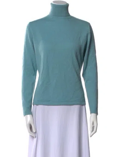 Pre-owned Neiman Marcus Cashmere Turtleneck Sweater In Blue