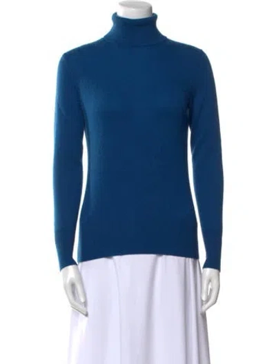 Pre-owned Neiman Marcus Cashmere Turtleneck Sweater In Blue