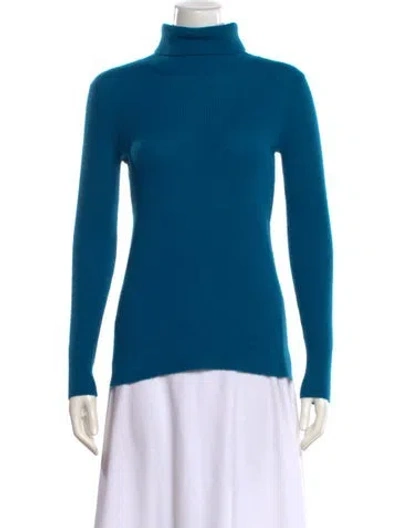 Pre-owned Neiman Marcus Cashmere Turtleneck Sweater In Blue