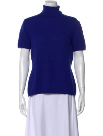 Pre-owned Neiman Marcus Cashmere Turtleneck Sweater In Blue