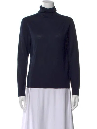 Pre-owned Neiman Marcus Cashmere Turtleneck Sweater In Blue