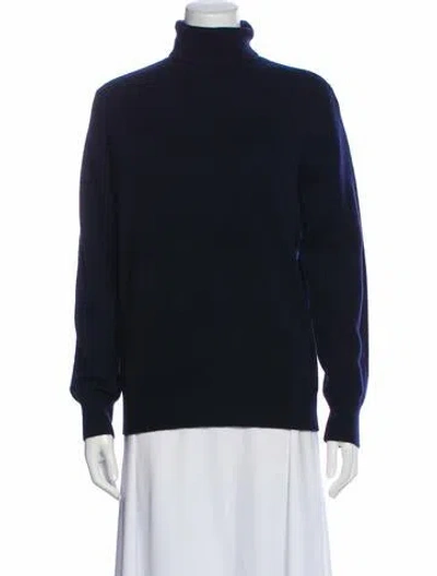 Pre-owned Neiman Marcus Cashmere Turtleneck Sweater In Blue