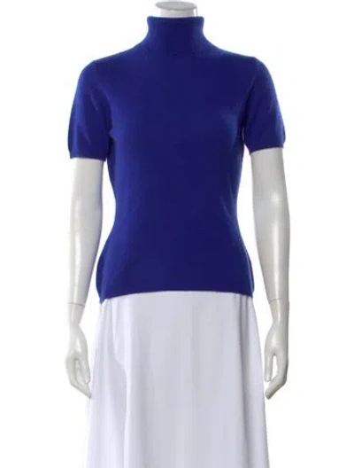 Pre-owned Neiman Marcus Cashmere Turtleneck Sweater In Blue