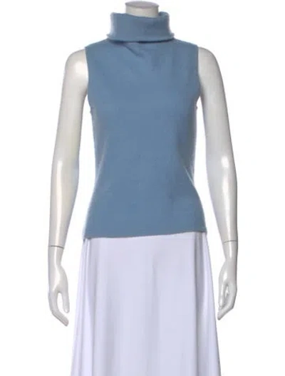 Pre-owned Neiman Marcus Cashmere Turtleneck Sweater In Blue