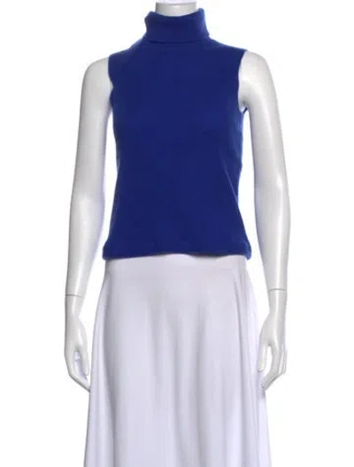 Pre-owned Neiman Marcus Cashmere Turtleneck Sweater In Blue