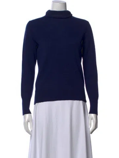 Pre-owned Neiman Marcus Cashmere Turtleneck Sweater In Blue
