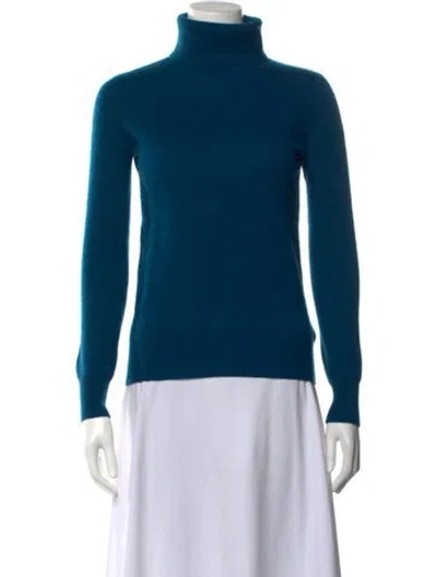 Pre-owned Neiman Marcus Cashmere Turtleneck Sweater In Blue