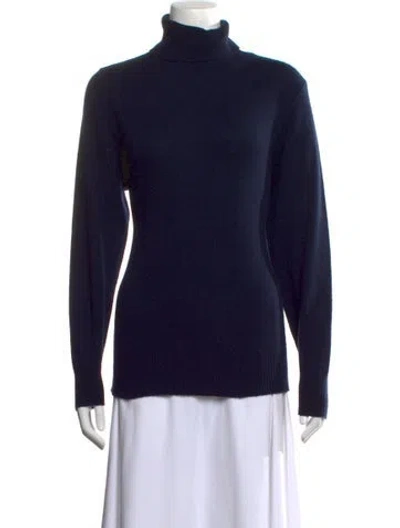 Pre-owned Neiman Marcus Cashmere Turtleneck Sweater In Blue