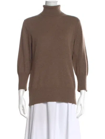 Pre-owned Neiman Marcus Cashmere Turtleneck Sweater In Brown