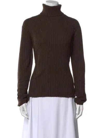 Pre-owned Neiman Marcus Cashmere Turtleneck Sweater In Brown