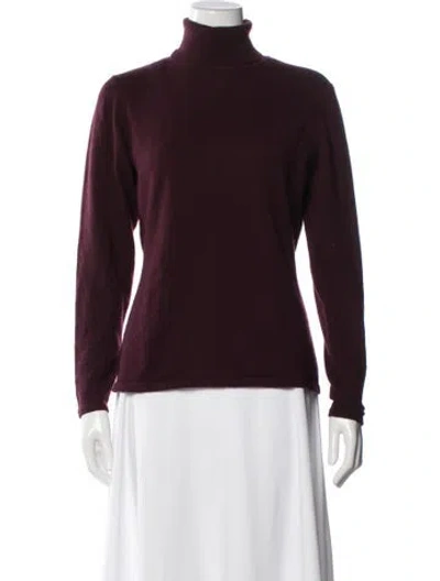 Pre-owned Neiman Marcus Cashmere Turtleneck Sweater In Burgundy