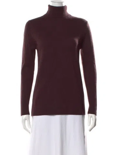 Pre-owned Neiman Marcus Cashmere Turtleneck Sweater In Burgundy