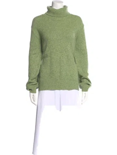 Pre-owned Neiman Marcus Cashmere Turtleneck Sweater In Green