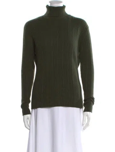 Pre-owned Neiman Marcus Cashmere Turtleneck Sweater In Green