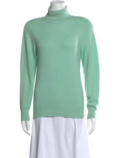 Pre-owned Neiman Marcus Cashmere Turtleneck Sweater In Green