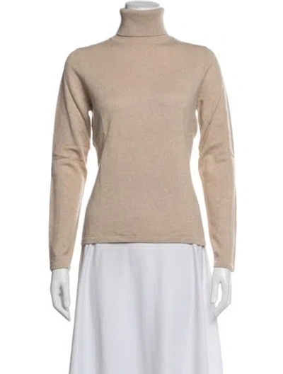 Pre-owned Neiman Marcus Cashmere Turtleneck Sweater In Neutrals