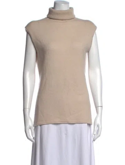 Pre-owned Neiman Marcus Cashmere Turtleneck Sweater In Neutrals