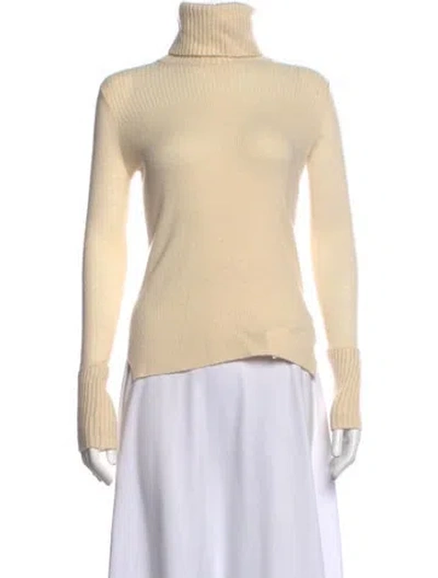 Pre-owned Neiman Marcus Cashmere Turtleneck Sweater In Neutrals