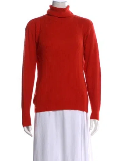 Pre-owned Neiman Marcus Cashmere Turtleneck Sweater In Orange