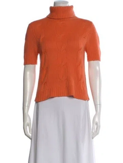 Pre-owned Neiman Marcus Cashmere Turtleneck Sweater In Orange