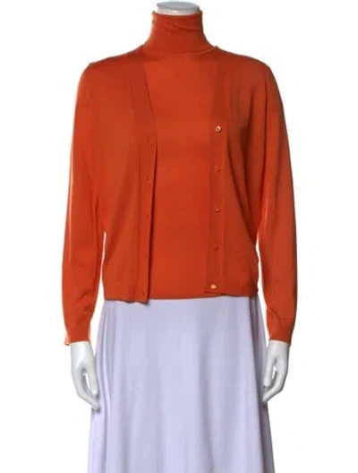 Pre-owned Neiman Marcus Cashmere Turtleneck Sweater In Orange