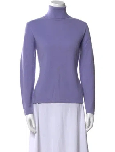 Pre-owned Neiman Marcus Cashmere Turtleneck Sweater In Purple