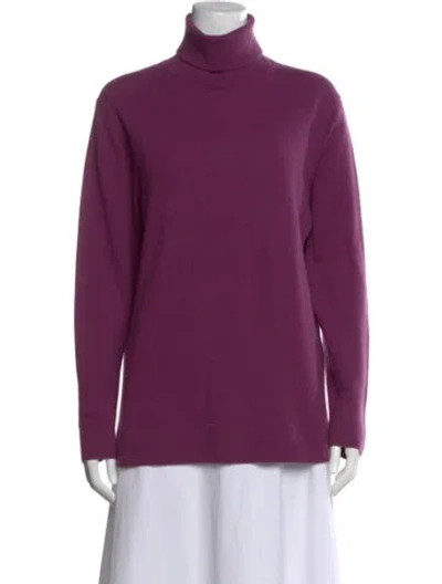 Pre-owned Neiman Marcus Cashmere Turtleneck Sweater In Purple