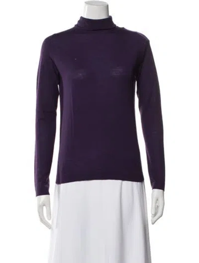 Pre-owned Neiman Marcus Cashmere Turtleneck Sweater In Purple