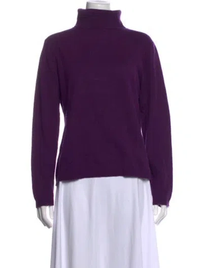 Pre-owned Neiman Marcus Cashmere Turtleneck Sweater In Purple