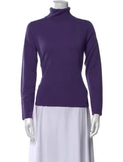 Pre-owned Neiman Marcus Cashmere Turtleneck Sweater In Purple
