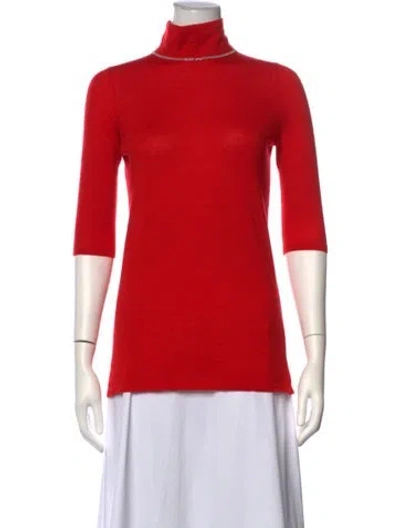 Pre-owned Neiman Marcus Cashmere Turtleneck Sweater In Red