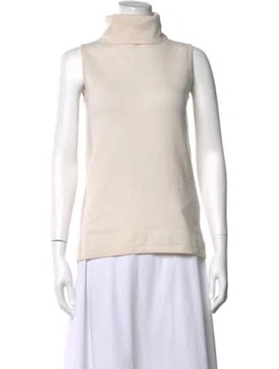 Pre-owned Neiman Marcus Cashmere Turtleneck Sweater In White