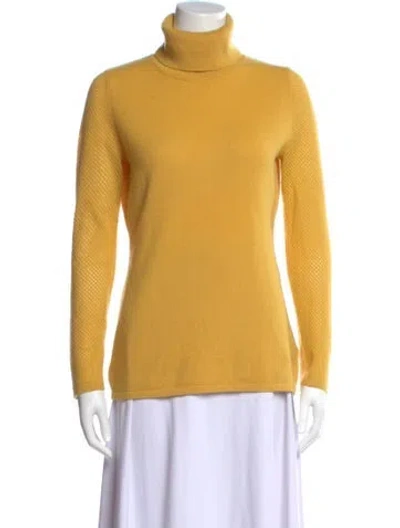 Pre-owned Neiman Marcus Cashmere Turtleneck Sweater In Yellow