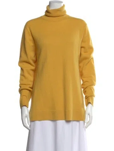 Pre-owned Neiman Marcus Cashmere Turtleneck Sweater In Yellow