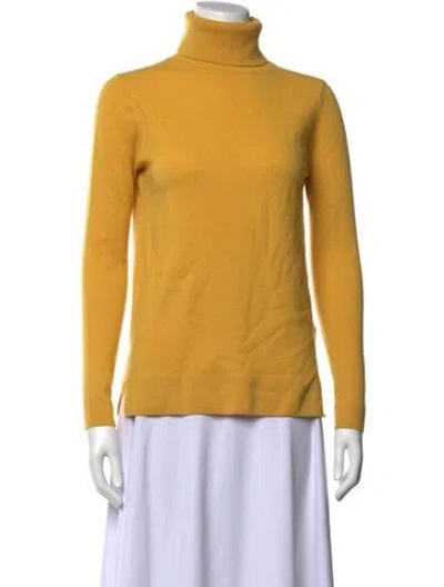 Pre-owned Neiman Marcus Cashmere Turtleneck Sweater In Yellow
